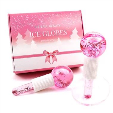 Rózsaszín csillogó jéghűtőgömbök