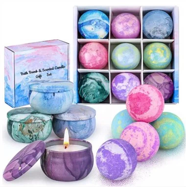 Fürdőbomba és gyertya ajándék készlet